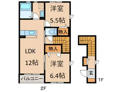 シャーメゾン花水木(2LDK/2階)の間取り写真
