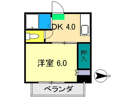 弘田マンション(1DK/2階)の間取り写真