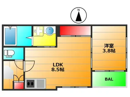 スーリヴェール(1LDK/2階)の間取り写真