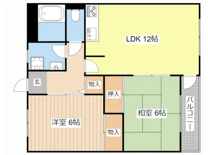 サンブルグII(2LDK/4階)の間取り写真