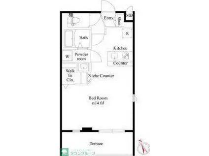 CRESCENT COURT(ワンルーム/1階)の間取り写真