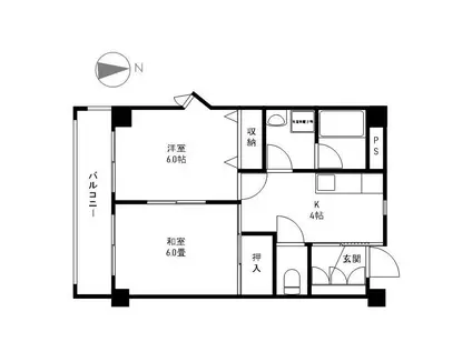 ハイツ蓮池(2K/1階)の間取り写真