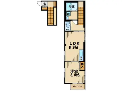 ファインコーラル(1LDK/2階)の間取り写真