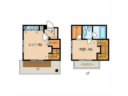 メルローズプレイス下北沢(1DK/1階)の間取り写真