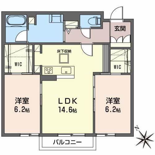 アイクレール(2LDK/1階)の間取り写真