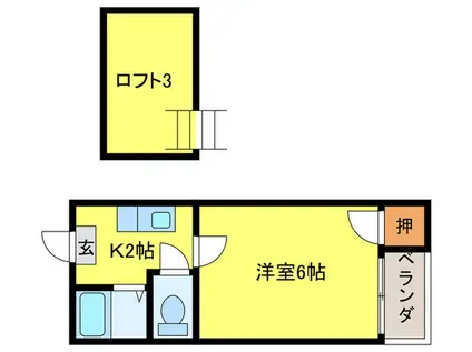 サウスファイブ(1K/1階)の間取り写真