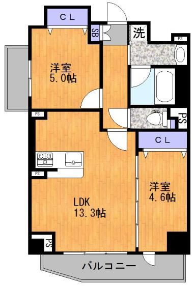 フォレスタ櫻(2LDK/2階)の間取り写真