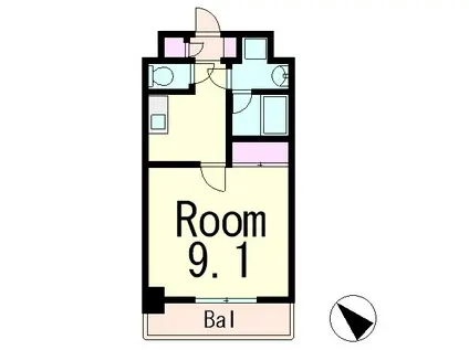 エンゼルプラザ瀬田駅前(1K/2階)の間取り写真