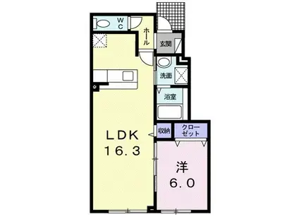 ロイヤル七重浜(1LDK/1階)の間取り写真