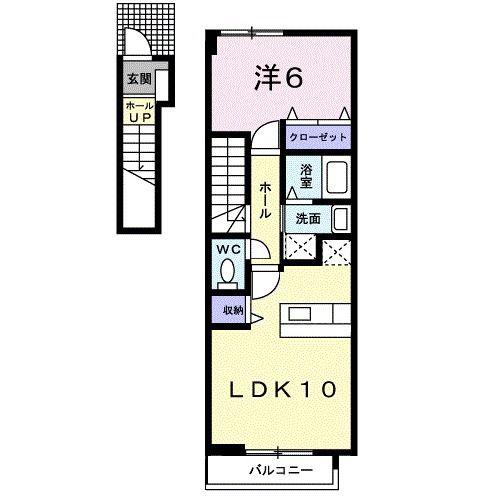 フォレスト小田中B(1LDK/2階)の間取り写真
