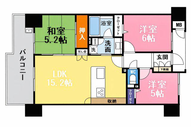 リヴィエールソフィア日明(3LDK/11階)の間取り写真