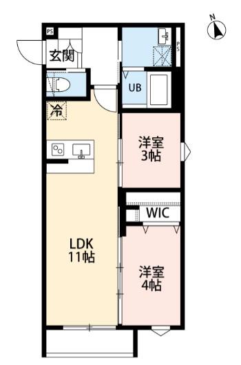 エルシーク蕨(2LDK/1階)の間取り写真