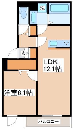 YKメゾン舞子台(1LDK/3階)の間取り写真