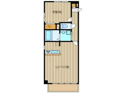 ボヌール(1LDK/2階)の間取り写真