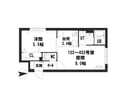 グランメール 南平岸駅前(1LDK/3階)の間取り写真