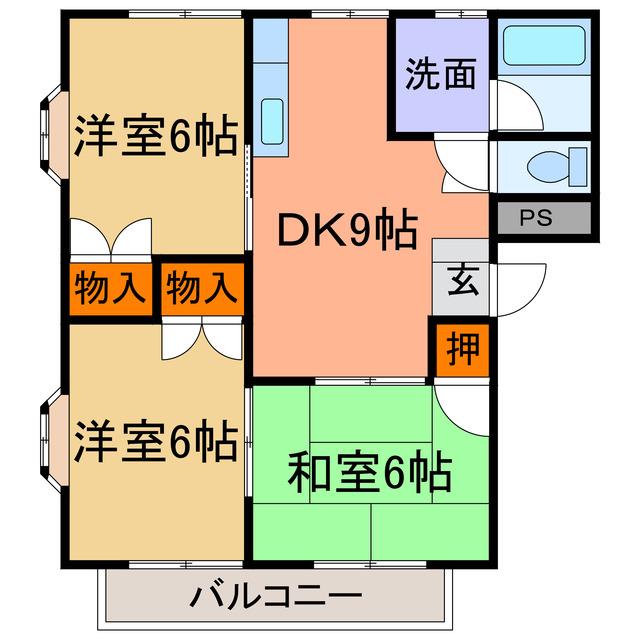 エクセレント ソシア(3DK/1階)の間取り写真