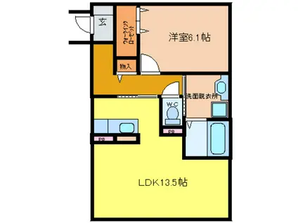 コーラル(1LDK/2階)の間取り写真