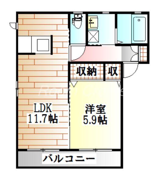 クラヴィエ南昭和 B棟(1LDK/1階)の間取り写真