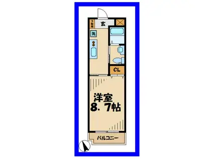 シエル・ブルー(1K/3階)の間取り写真