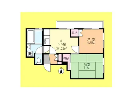 マンション金子(2K/2階)の間取り写真