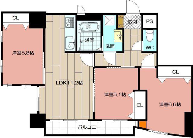 MDIロイヤルレジデンス大手町(3LDK/2階)の間取り写真