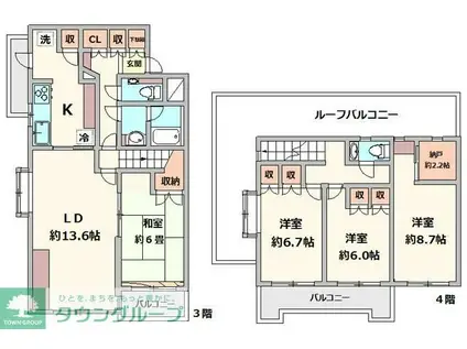 ベルメゾン(4LDK/3階)の間取り写真