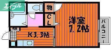 セフィラ北長瀬(1K/2階)の間取り写真
