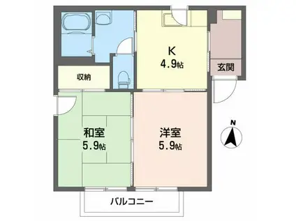 スター雅(2K/1階)の間取り写真