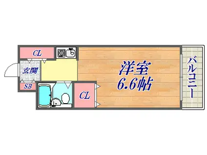 ベルコート春日野道(1K/3階)の間取り写真
