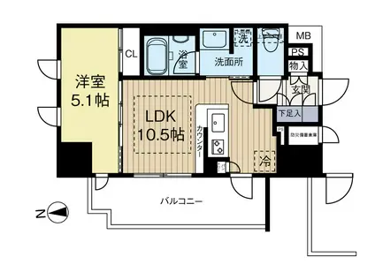 ネベル大阪上本町(1LDK/9階)の間取り写真