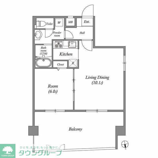 ペアパレス六町環七北通(1LDK/7階)の間取り写真