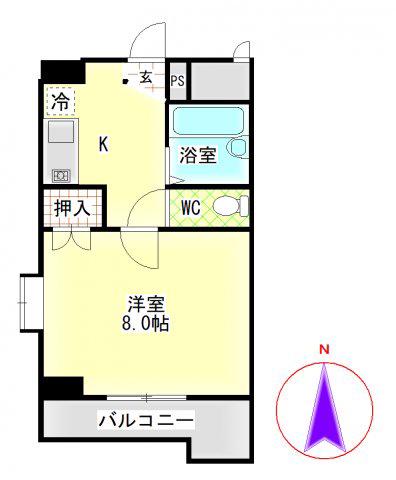 ドリーム川名(1K/2階)の間取り写真