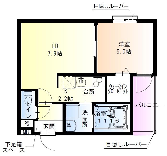 フジパレス住吉山之内II番館(1LDK/2階)の間取り写真