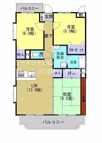 エトワール南台II(3LDK/4階)の間取り写真