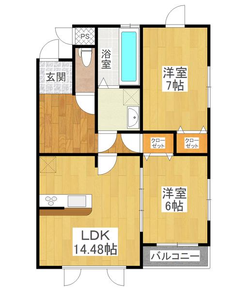 クラウドヒルズ(2LDK/3階)の間取り写真