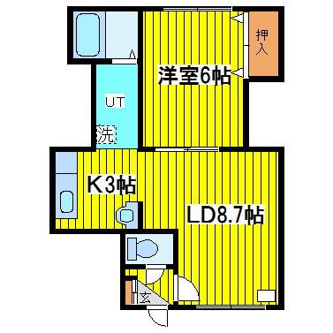 第8ベルハイム(1LDK/2階)の間取り写真