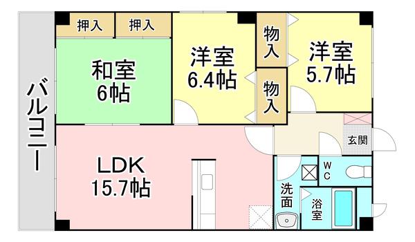 グラフキッズ企救丘(3LDK/2階)の間取り写真
