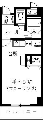 カーサ中島(1K/3階)の間取り写真