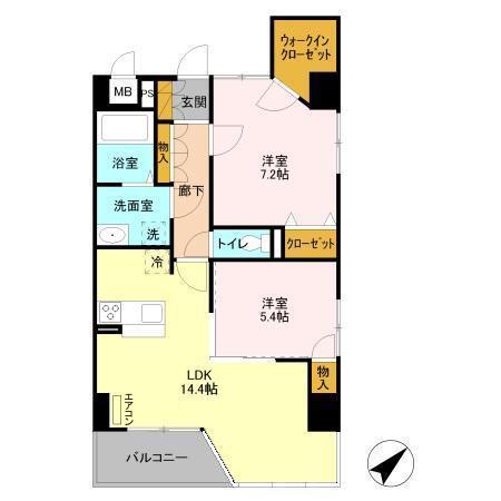 マレーヒル(2LDK/1階)の間取り写真