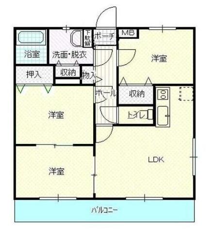 メゾン田中(3LDK/1階)の間取り写真