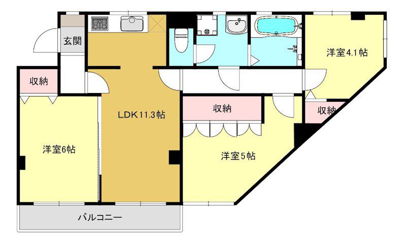 日吉スカイハイツ(3LDK/3階)の間取り写真