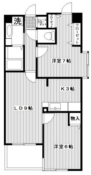 ロサブリーズ本牧(2LDK/6階)の間取り写真