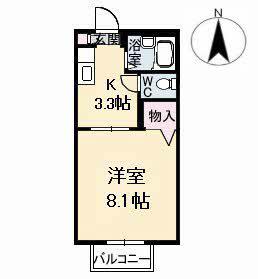 スカイメゾン5番館(1K/2階)の間取り写真