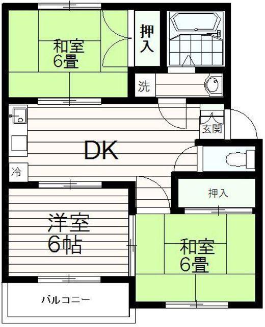 スプリングドエル(3DK/1階)の間取り写真