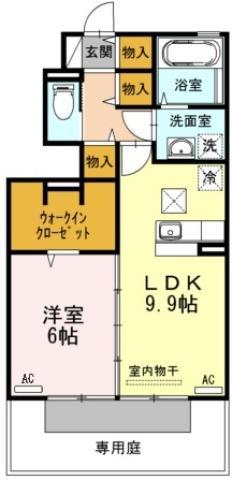グリーンハイツ金沢(1LDK/1階)の間取り写真