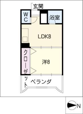 第3宮地マンション記念橋(1LDK/5階)の間取り写真