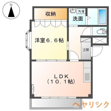 ヴィレッジ清洲II(1LDK/2階)の間取り写真