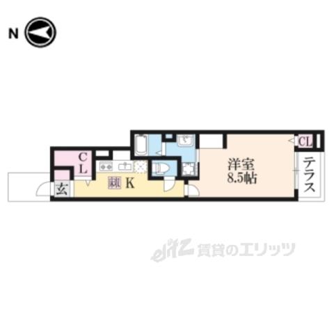 BELLEVILLEB―1(1K/1階)の間取り写真