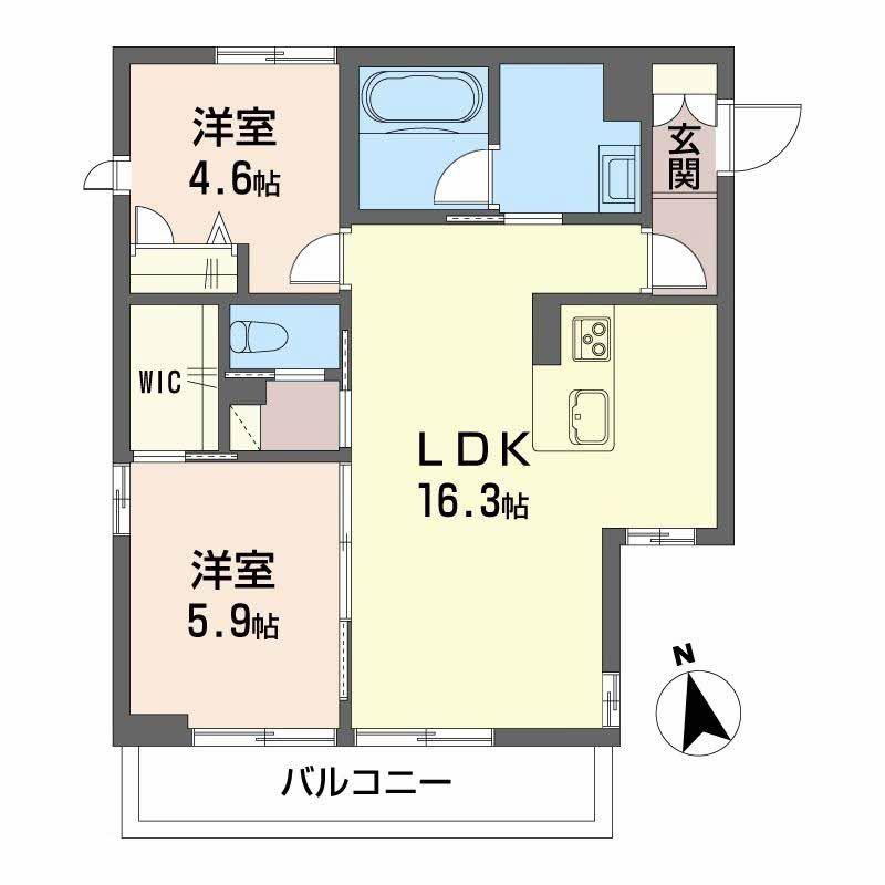 カルム ガーデン(2LDK/1階)の間取り写真