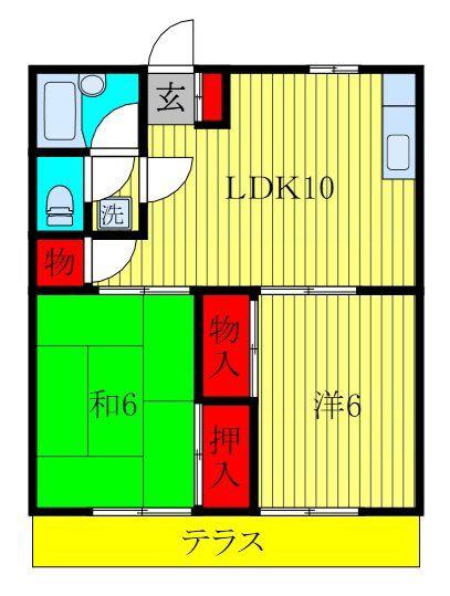 カイガラハイム(2LDK/1階)の間取り写真